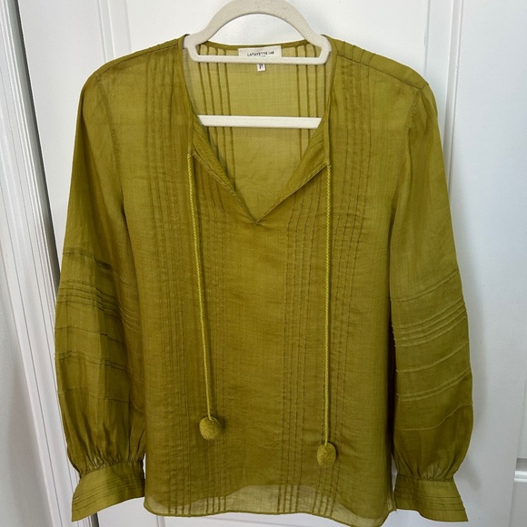 Lafayette 148 New York Pintuck Peasant Blouse – Size S - Picture 1 of 3